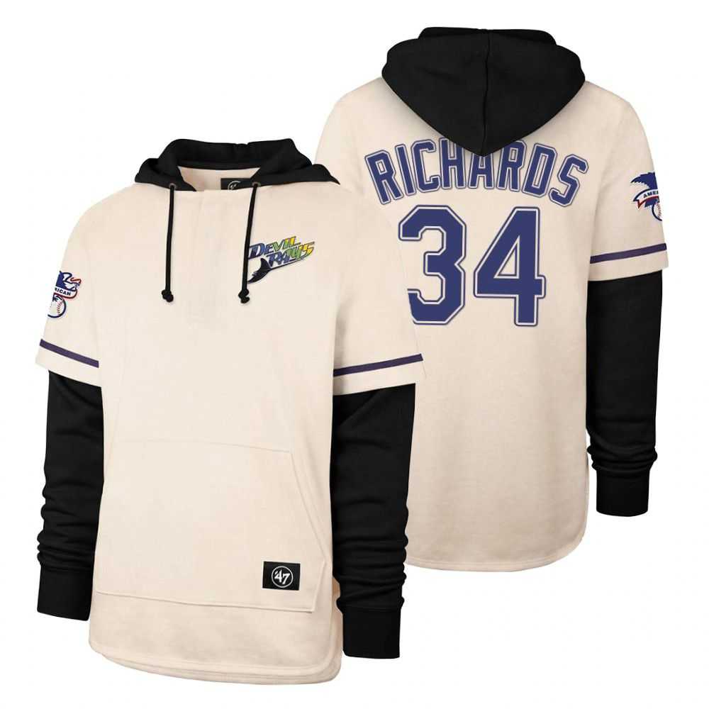 Men Tampa Bay Rays 34 Richards Cream 2021 Pullover Hoodie MLB Jersey